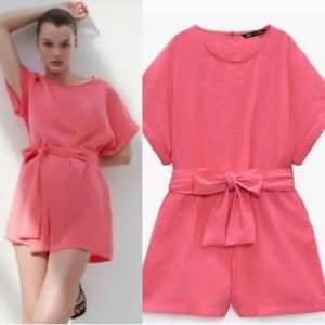 Zara Hot Pink Belted Romper